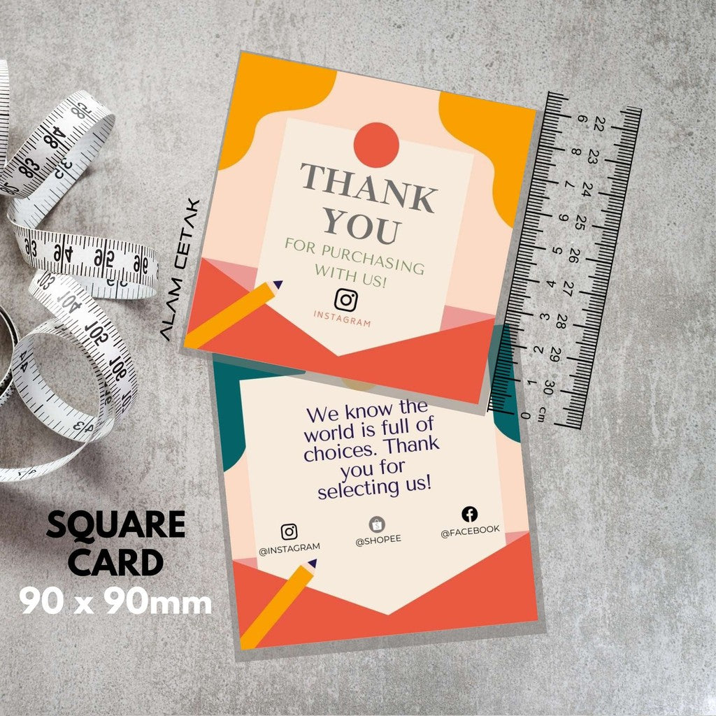 100-1000pcs D6 Square Thank you Card for Business owner