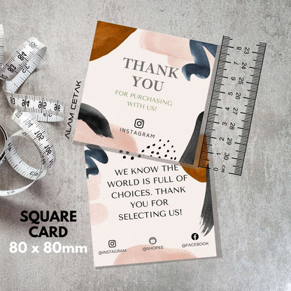 100-1000pcs D13 Square Thank you Card for Business owner