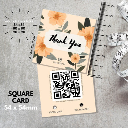 100-1000pcs D23 Square Thank you Card for Business owner