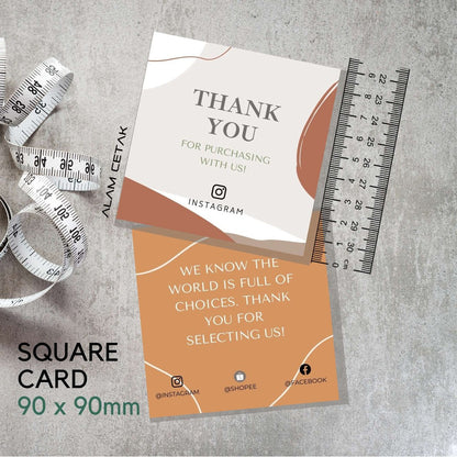 100-1000pcs D12 Square Thank you Card for Business owner