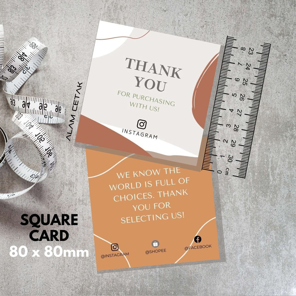 100-1000pcs D12 Square Thank you Card for Business owner