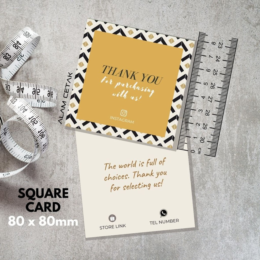 100-1000pcs D40 Square Thank you Card for Business owner