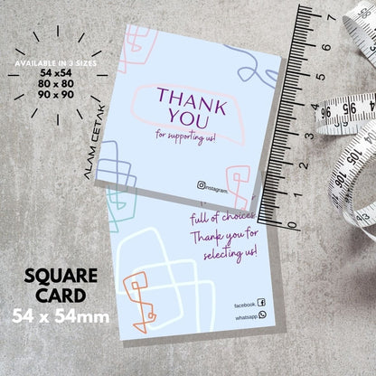 100-1000pcs D122 Square Thank you Card for Business owner