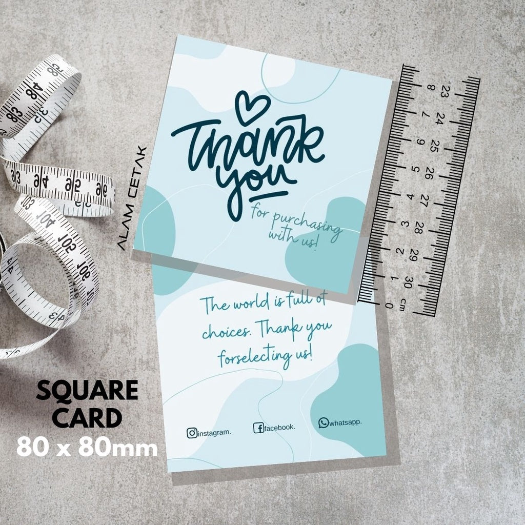 100-1000pcs D119 Square Thank you Card for Business owner