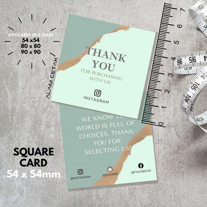 100-1000pcs D7 Square Thank you Card for Business owner