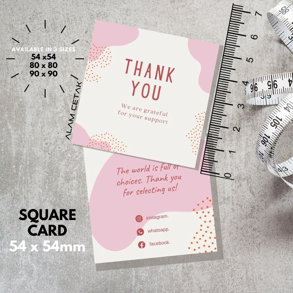 100-1000pcs D108 Square Thank you Card for Business owner