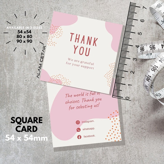 100-1000pcs D108 Square Thank you Card for Business owner