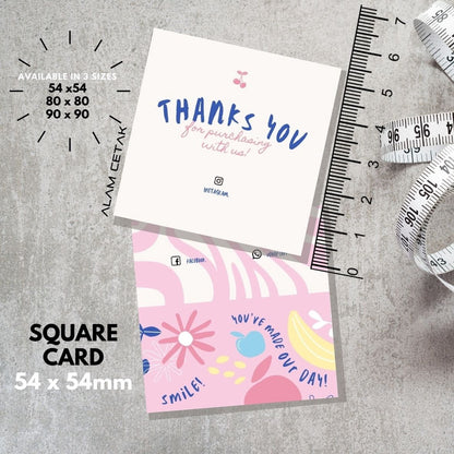 100 - 1000 pcs D134 Square Thank you Card for Business owner