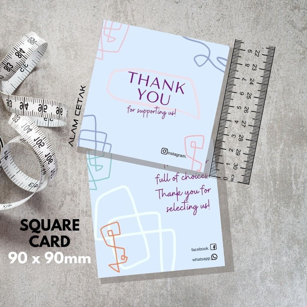 100-1000pcs D122 Square Thank you Card for Business owner