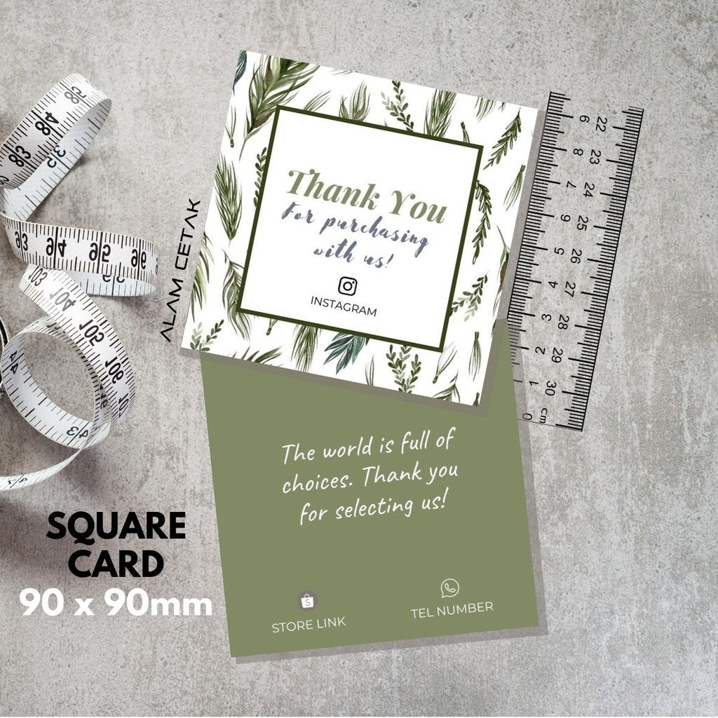 100-1000pcs D42 Square Thank you Card for Business owner