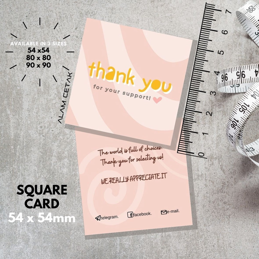 100-1000pcs D126 Square Thank you Card for Business owner