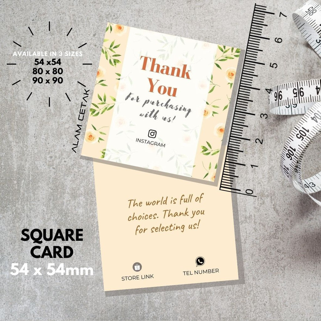 100-1000pcs D101 Square Thank you Card for Business owner