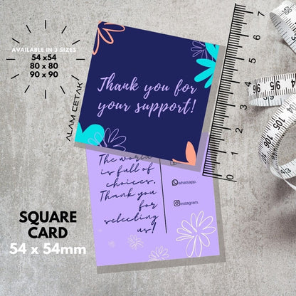 100-1000pcs D117 Square Thank you Card for Business owner