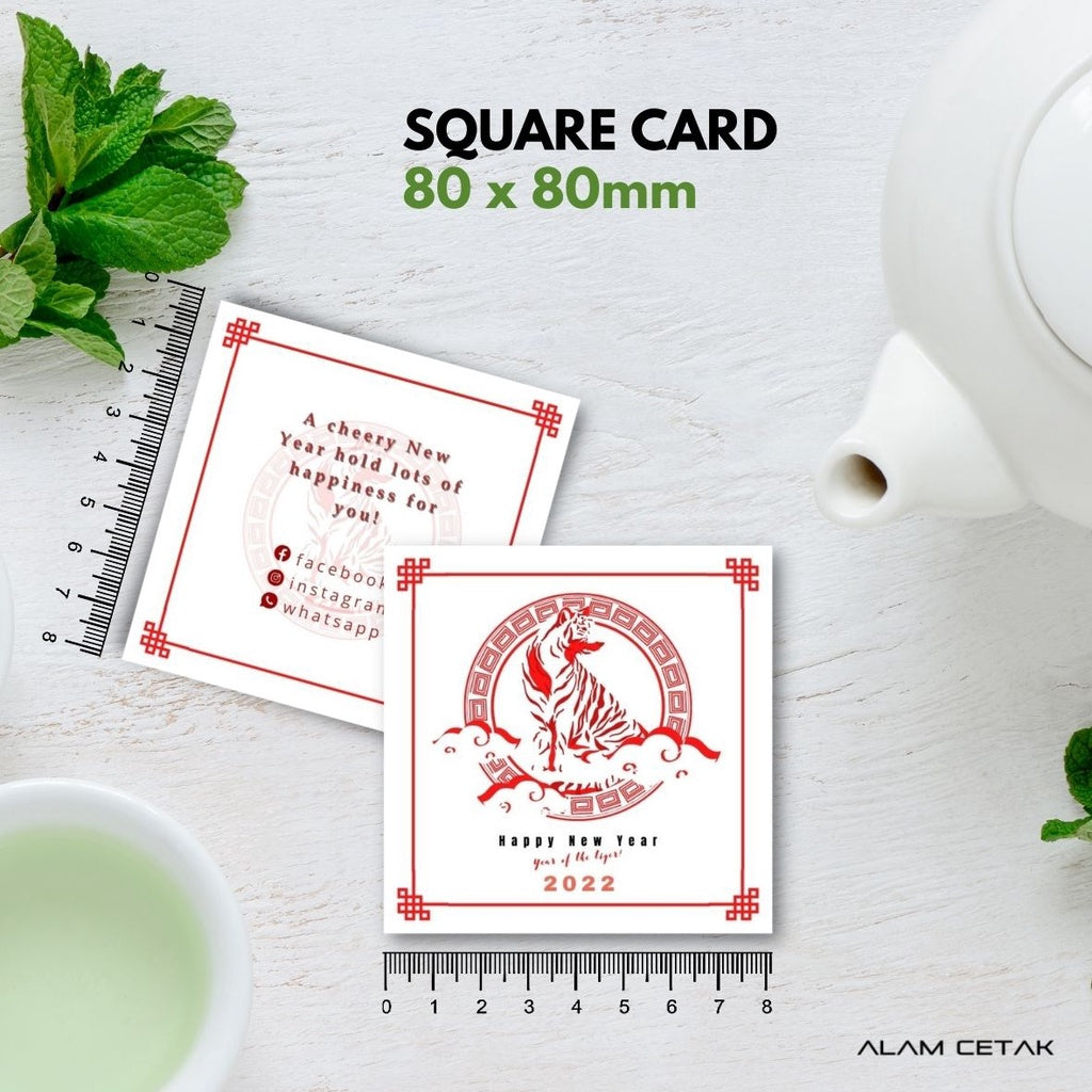 100-1000 pcs CNY23 Square Thank you Card for Business owner Chinese New Year Edition