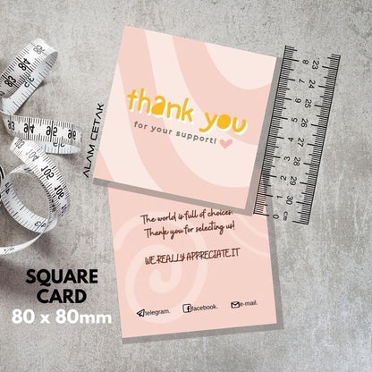 100-1000pcs D126 Square Thank you Card for Business owner