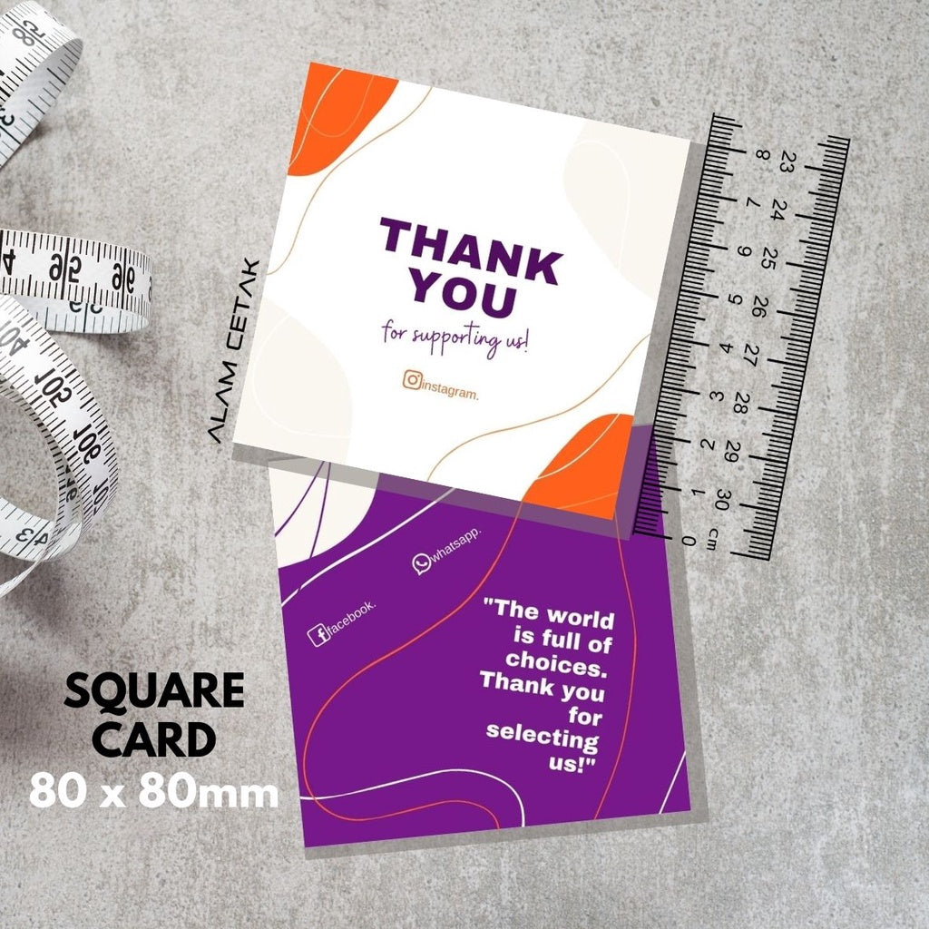 100-1000pcs D121 Square Thank you Card for Business owner