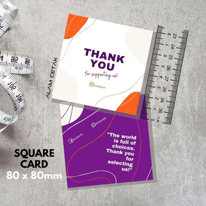 100-1000pcs D121 Square Thank you Card for Business owner