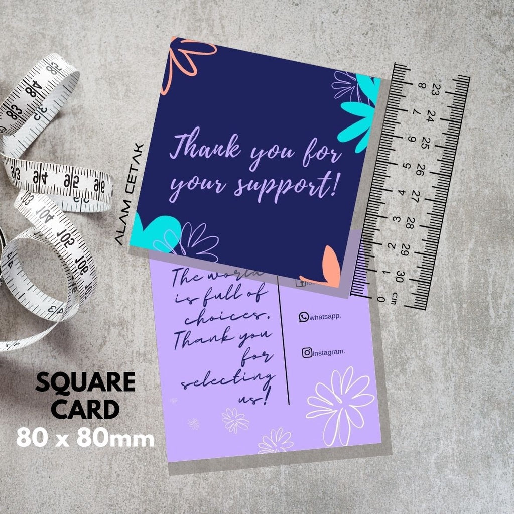 100-1000pcs D117 Square Thank you Card for Business owner