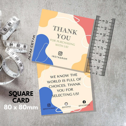 100-1000pcs D11 Square Thank you Card for Business owner