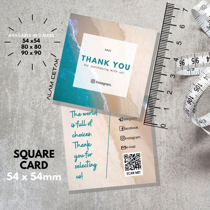 100-1000pcs D124 Square Thank you Card for Business owner