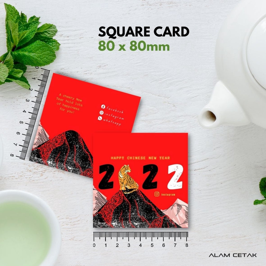 100-1000 pcs CNY22 Square Thank you Card for Business owner Chinese New Year Edition