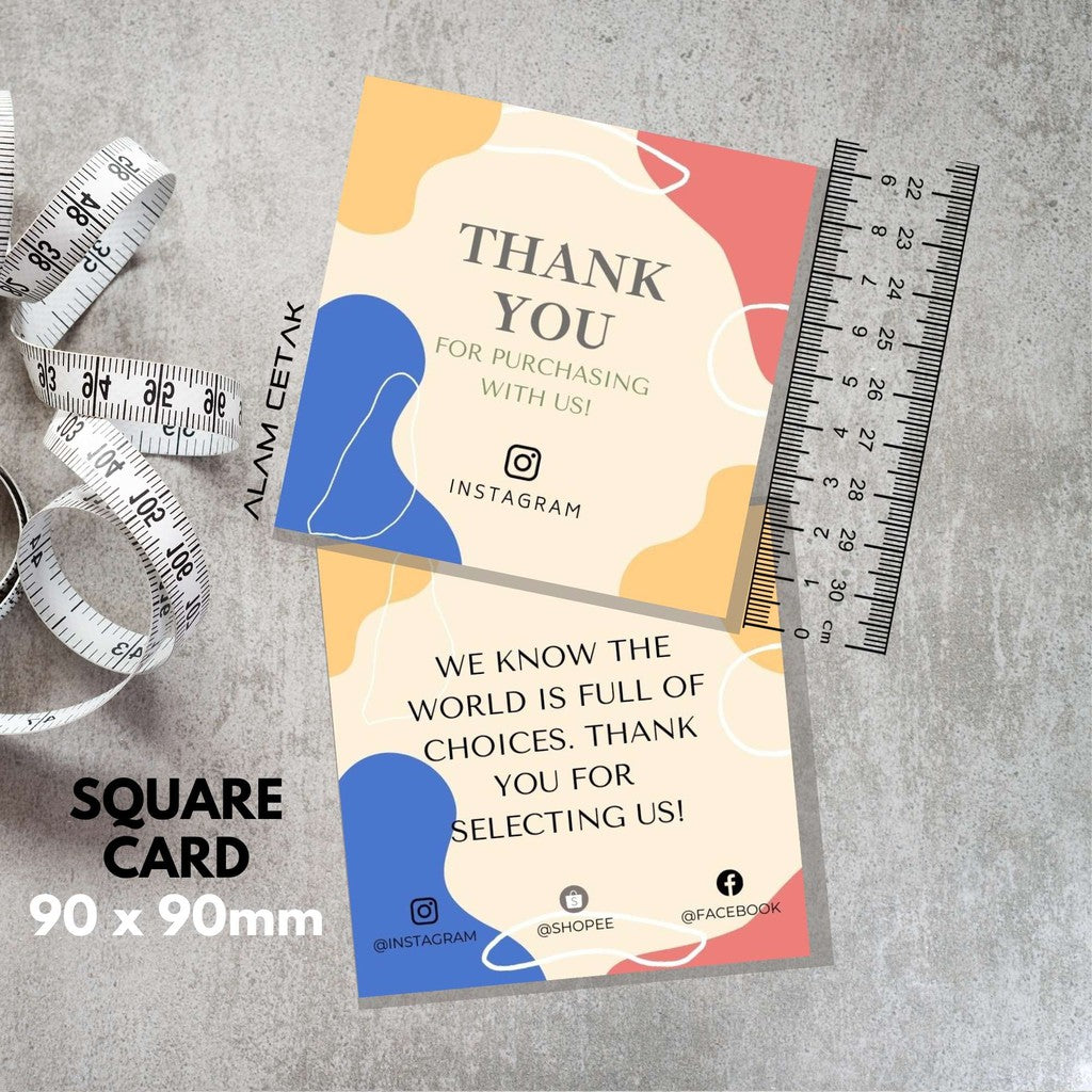 100-1000pcs D11 Square Thank you Card for Business owner