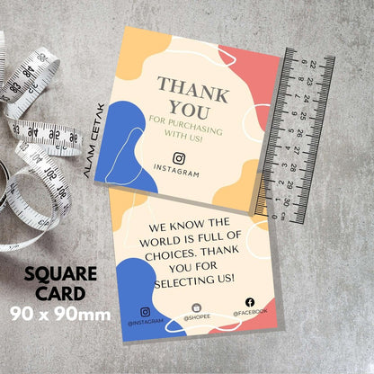 100-1000pcs D11 Square Thank you Card for Business owner