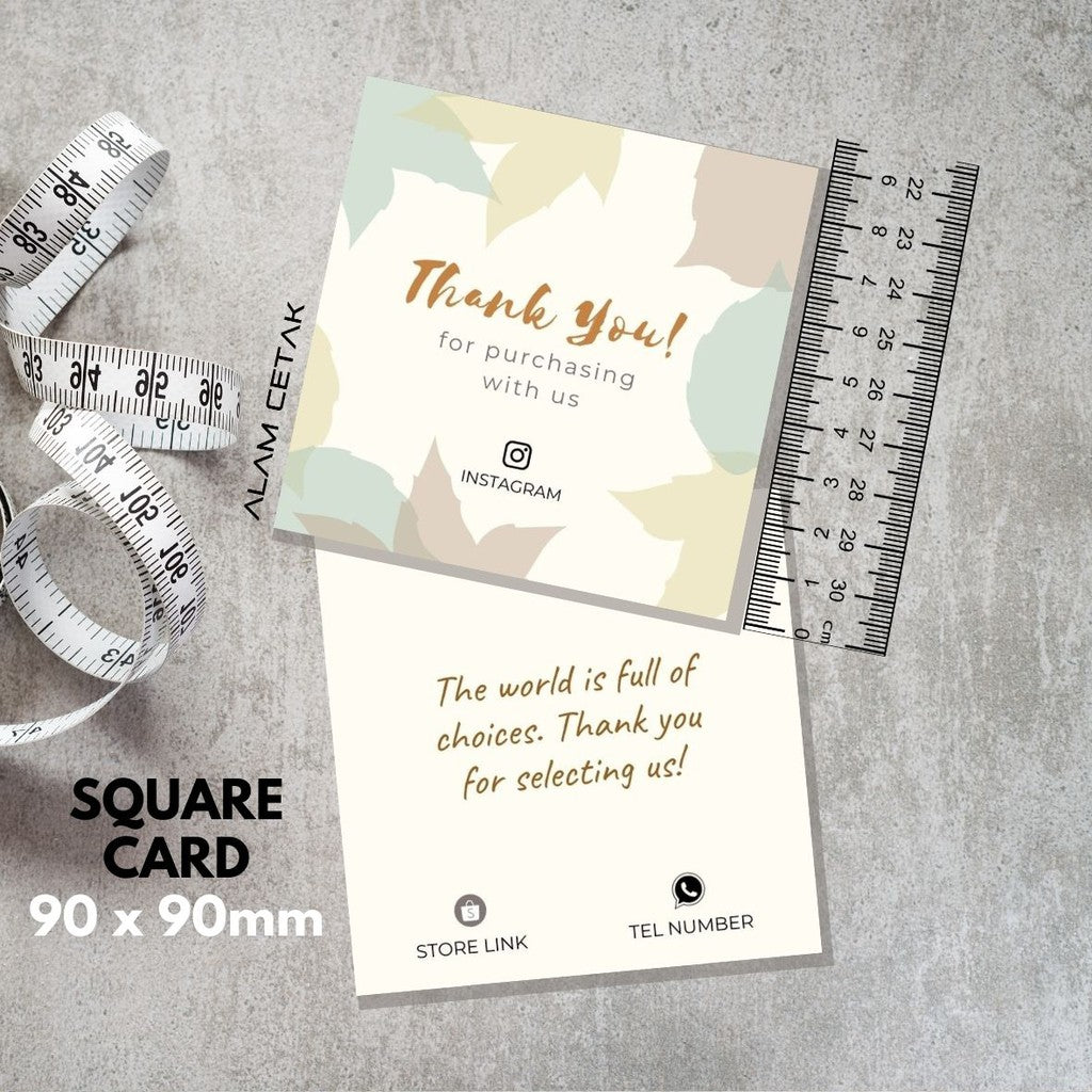 100-1000pcs D38 Square Thank you Card for Business owner