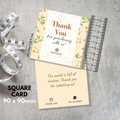 100-1000pcs D101 Square Thank you Card for Business owner