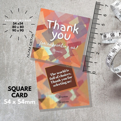 100-1000pcs D129 Square Thank you Card for Business owner