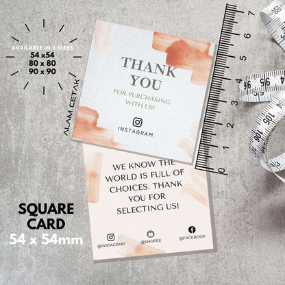 100-1000pcs D14 Square Thank you Card for Business owner