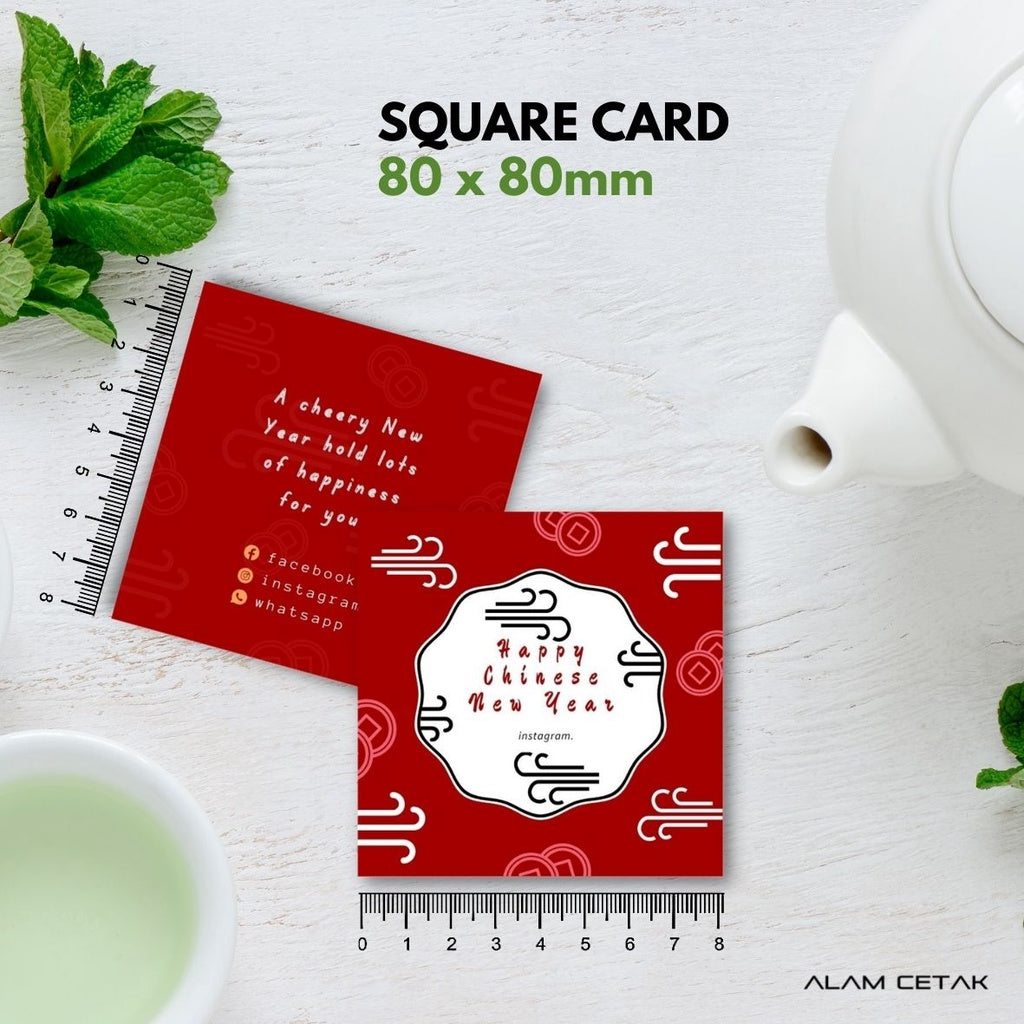 100-1000 pcs CNY26 Square Thank you Card for Business owner Chinese New Year Edition