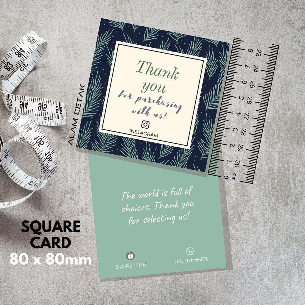 100-1000pcs D80 Square Thank you Card for Business owner