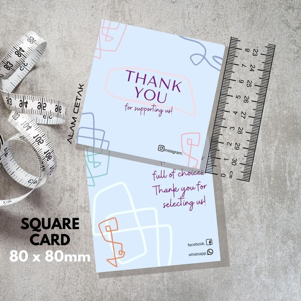 100-1000pcs D122 Square Thank you Card for Business owner