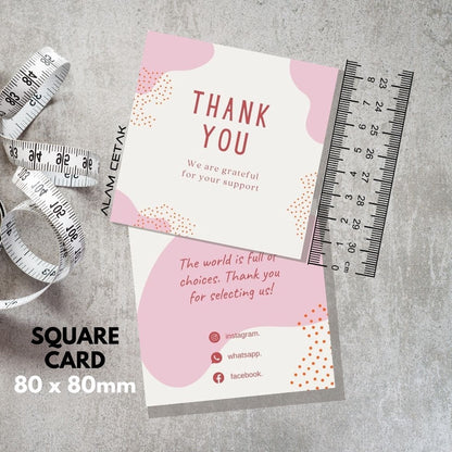 100-1000pcs D108 Square Thank you Card for Business owner