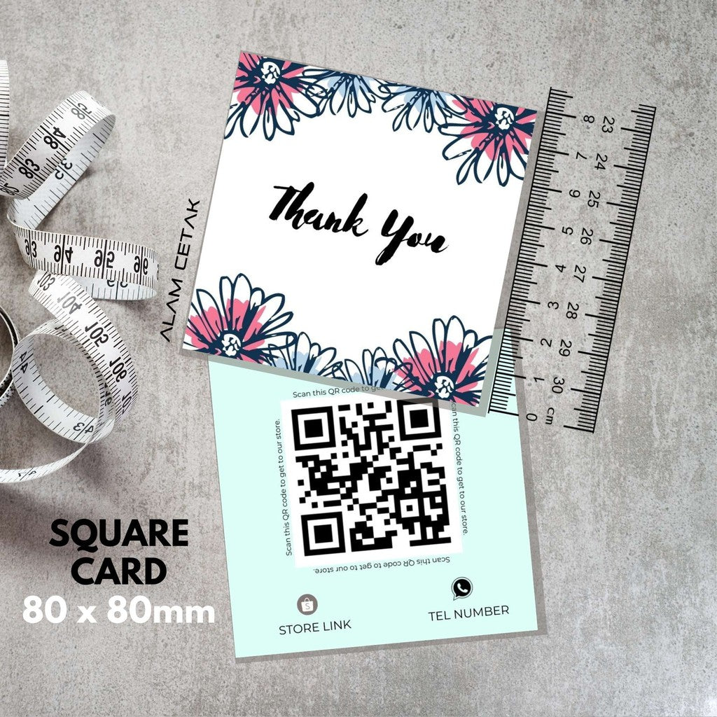 100-1000pcs D21 Square Thank you Card for Business owner