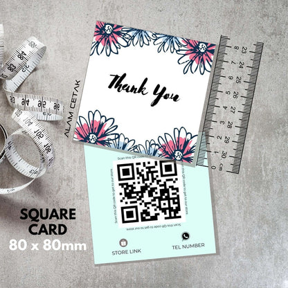 100-1000pcs D21 Square Thank you Card for Business owner