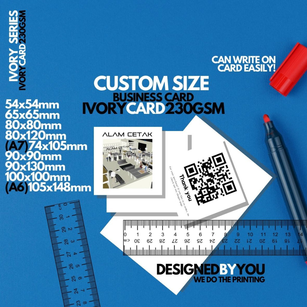 230gsm Ivory Card Alam Cetak Custom size double sided business card