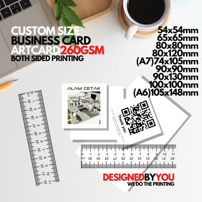 260 GSM 100-1000pcs Custom size print , A7 , A6 double sided thank you /  square business card / Name card printing