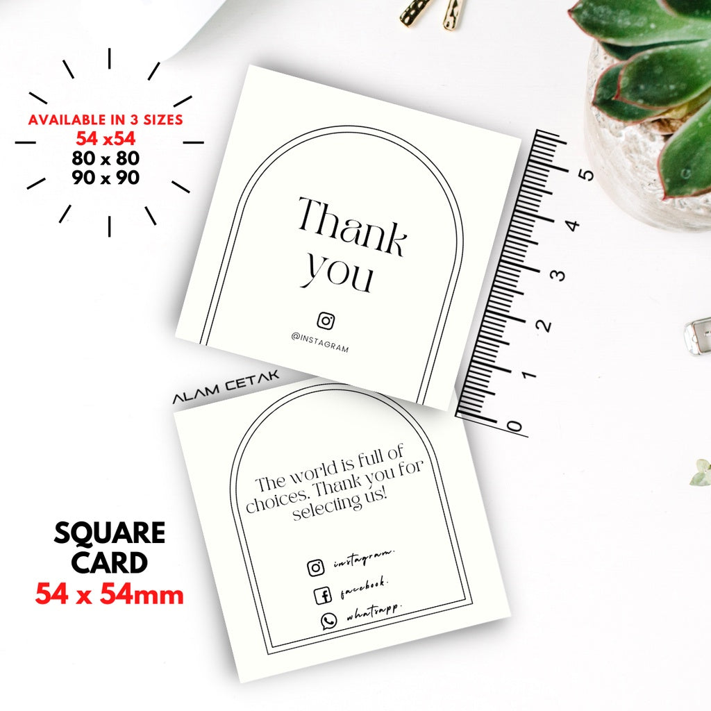 100 - 1000 pcs D152 Square Thank you Card for Business owner