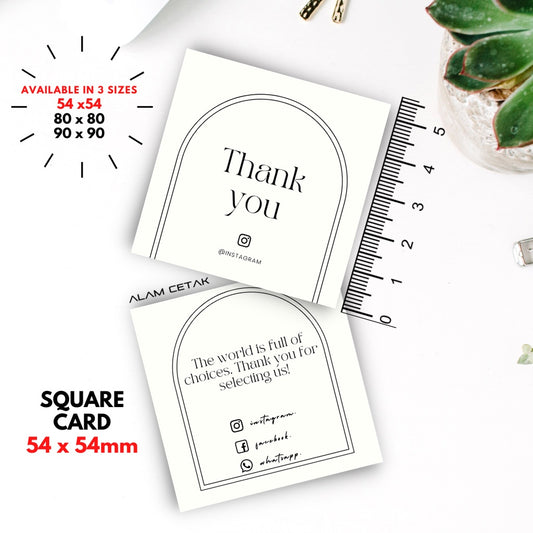 100 - 1000 pcs D152 Square Thank you Card for Business owner