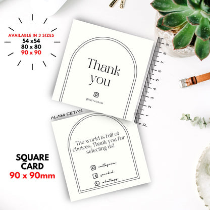 100 - 1000 pcs D152 Square Thank you Card for Business owner