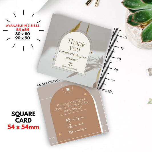 100 - 1000 pcs D159 Square Thank you Card for Business owner